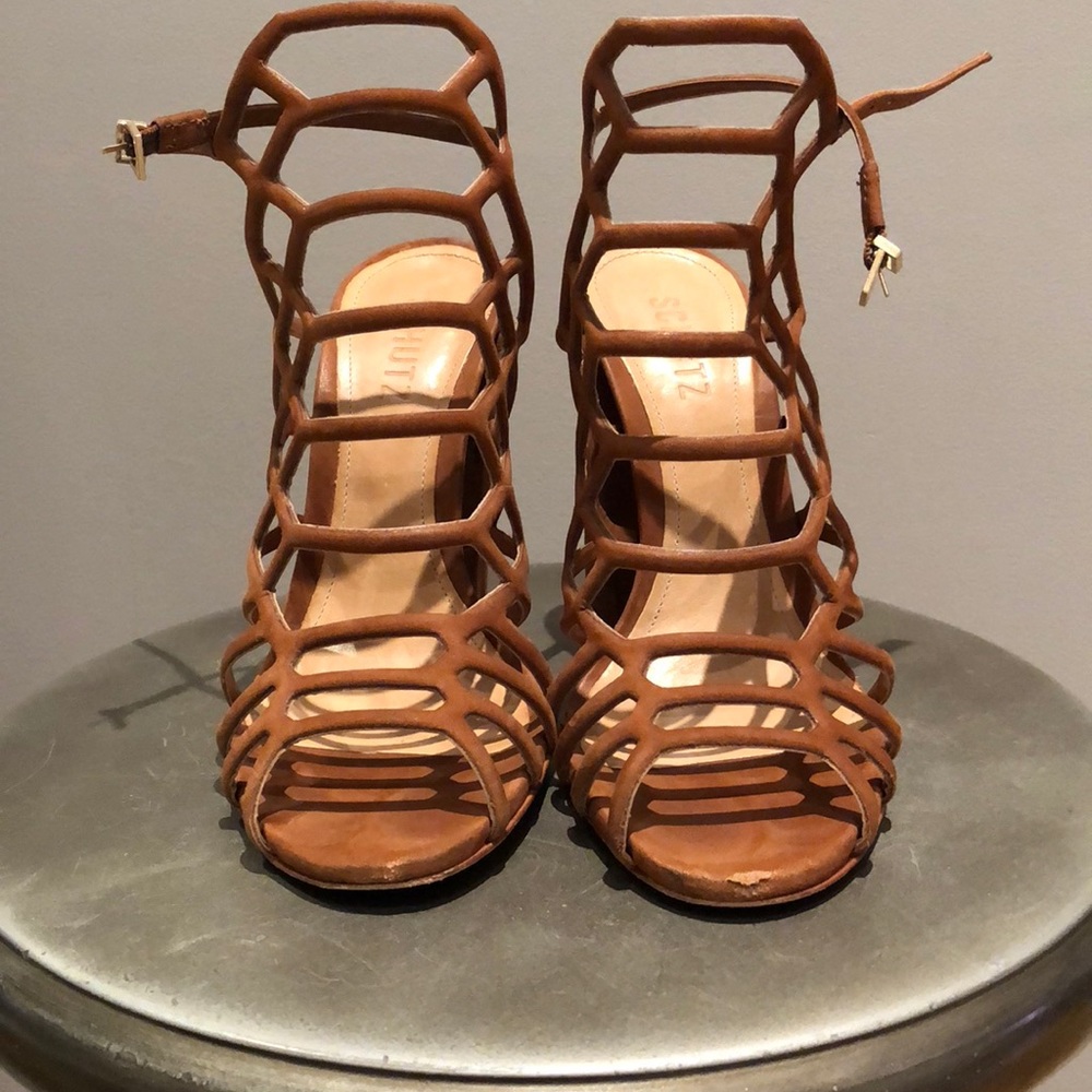 Schutz Brown Suede Sandals. Size 7.5